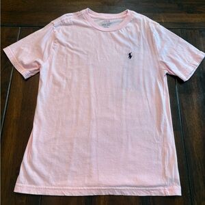 Boys Polo Ralph Lauren Pink V Neck Short Sleeve Shirt Size Medium